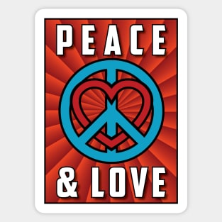 Peace and Love - Red Sticker
